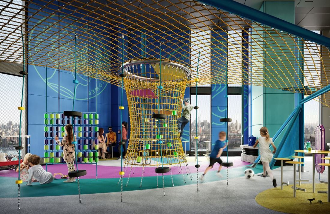 娯楽スペース「スカイパーク」にはドッグランや子ども用の遊び場も用意される/Gabriel Saunders