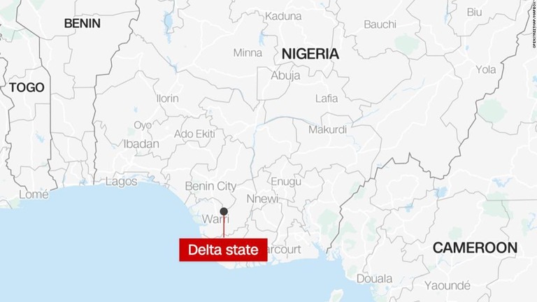 ナイジェリア南部デルタ州で「同性愛者の結婚式を執り行い出席した疑い」で６７人が起訴された/OpenStreetMap/Mapbox