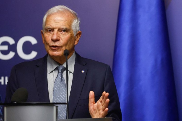 欧州連合（ＥＵ）のボレル外交安全保障上級代表＝２日、ウクライナ・キーウ
/Valentyn Ogirenko/Reuters