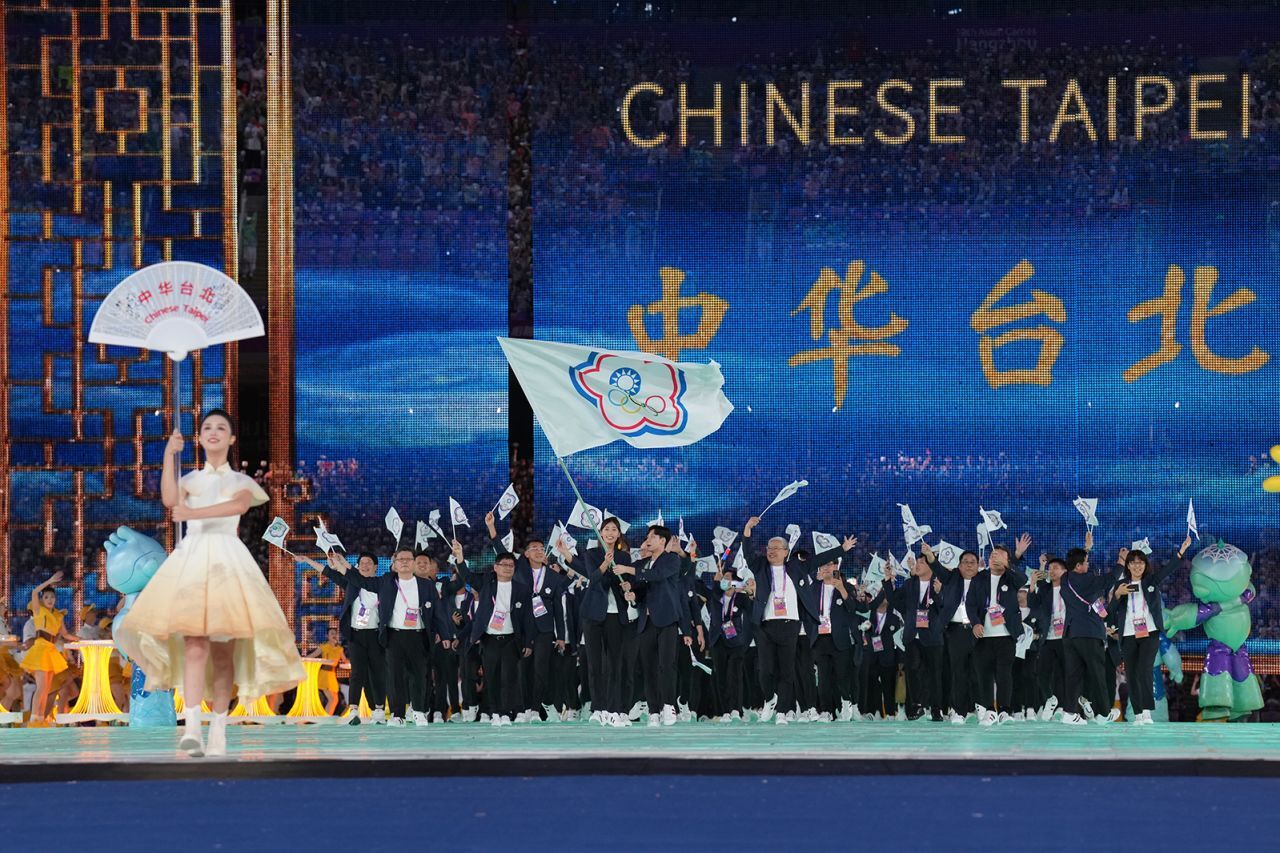 杭州アジア大会の台湾選手団の入場シーン=9月23日/Shi Tang/Getty Images