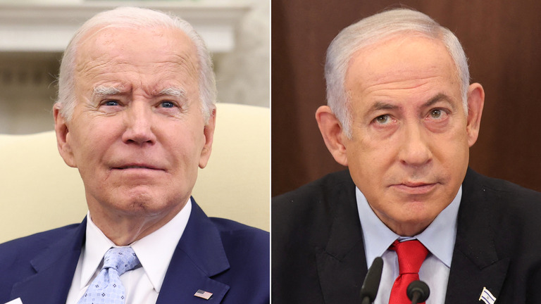 米国のバイデン大統領とイスラエルのネタニヤフ首相（右）/Getty Images
