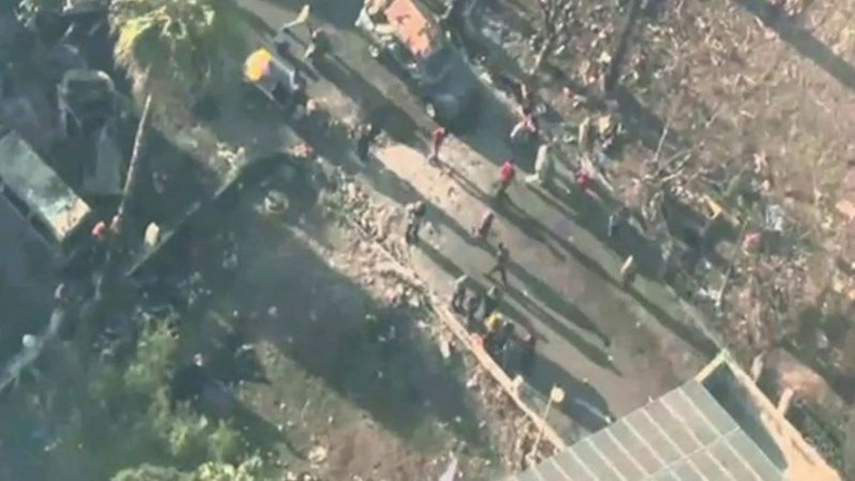 イスラエル国防軍が爆発翌日の病院の様子を撮影したドローン映像を公開＝１８日/IDF