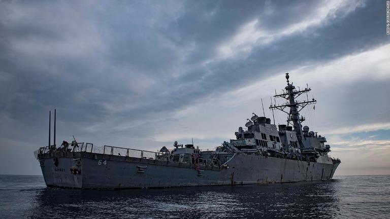 米海軍提供の地中海を航行する駆逐艦「カーニー」の画像＝２０１８年１０月２３日撮影/Ryan U. Kledzik/AP/File