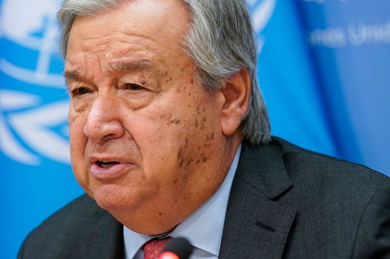 国連のグテーレス事務総長は人道的な即時停戦を改めて求めた/Eduardo Munoz Alvarez/VIEWpress/Getty Images