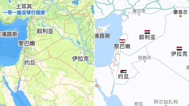 イスラエルとパレスチナの記載がない中国ネット企業のモバイルアプリの地図/Amap/Baidu