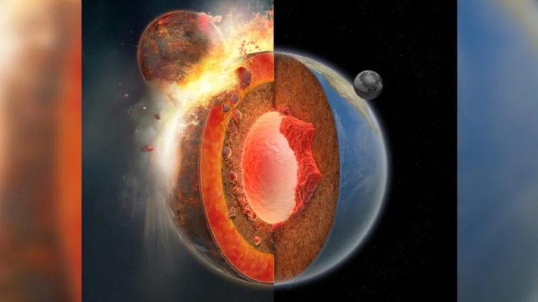 地球形成時に衝突したとされる惑星「テイア」の残骸は地球内部に一部残っているという/Hernán Cañellas