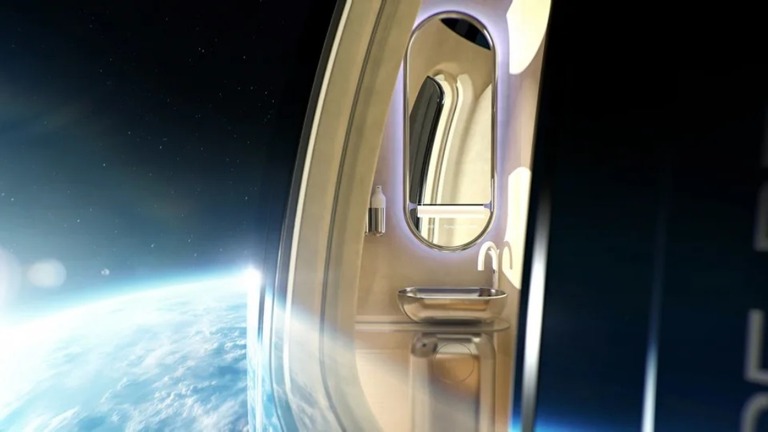 宇宙空間との境目に向かう旅客用のカプセル内に設ける「トイレ」の想像図が公開された/Courtesy Space Perspective