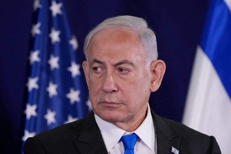 自身の首相在任中はパレスチナ自治政府のガザ統治は実現しないと語ったネタニヤフ氏/Jacquelyn Martin/Pool/AFP/Getty Images/FILE