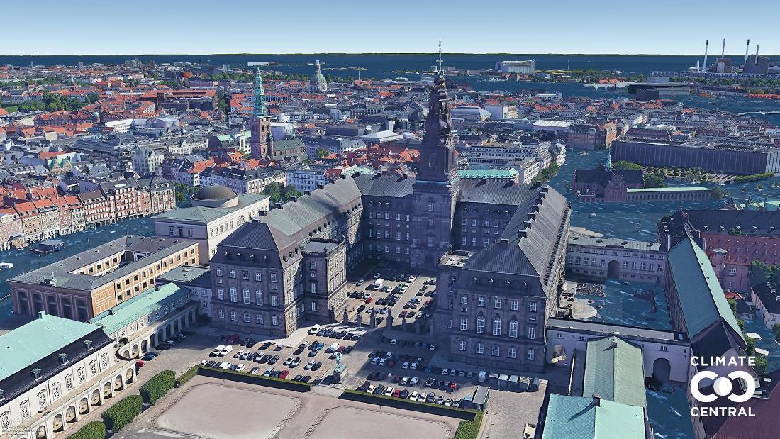 ＣＯＰ１５を開催したデンマーク・コペンハーゲンのクリスチャンスボー城、１．５度の温暖化の場合/Climate Central