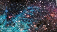 銀河系にある「いて座Ｃ」の画像。この中におよそ５０万個の恒星が含まれている