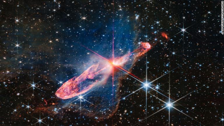 ウェッブ望遠鏡が高精度で捉えた「ハービッグ・ハロー天体４６／４７」/J. DePasquale/CSA/ESA/NASA