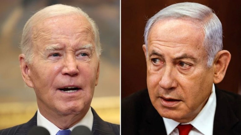 バイデン米大統領（左）とイスラエルのネタニヤフ首相が今年最初の電話協議を行った/Getty Images
