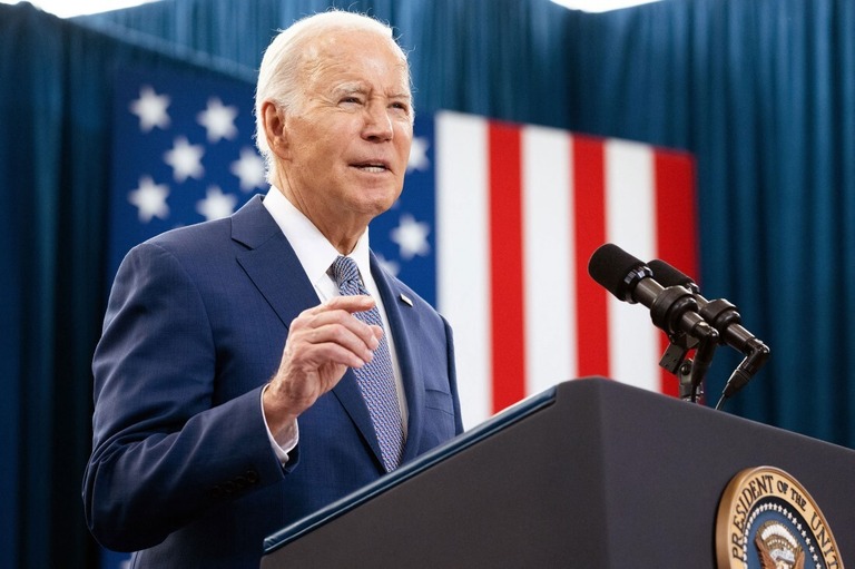 米東部ニューハンプシャー州の民主党予備選でバイデン大統領が勝利とＣＮＮが予測/Saul Loeb/AFP/Getty Images