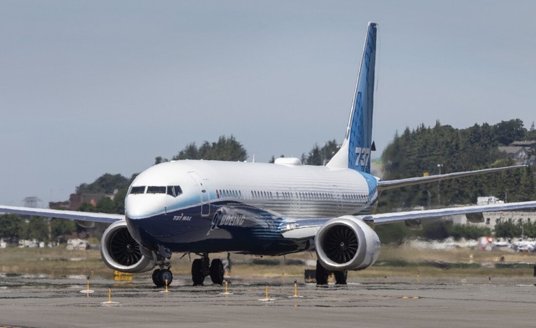 ボーイング７３７ＭＡＸ１０型機＝米ワシントン州シアトル/Ellen Banner/Pool/Getty Images