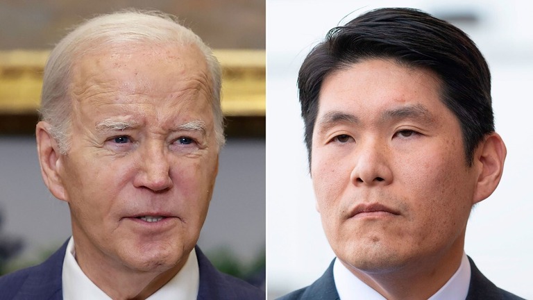ジョー・バイデン米大統領（左）とロバート・ハー特別検察官/Getty Images