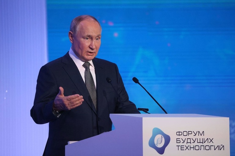 ロシアのプーチン大統領＝１４日、モスクワ/Contributor/Getty Images