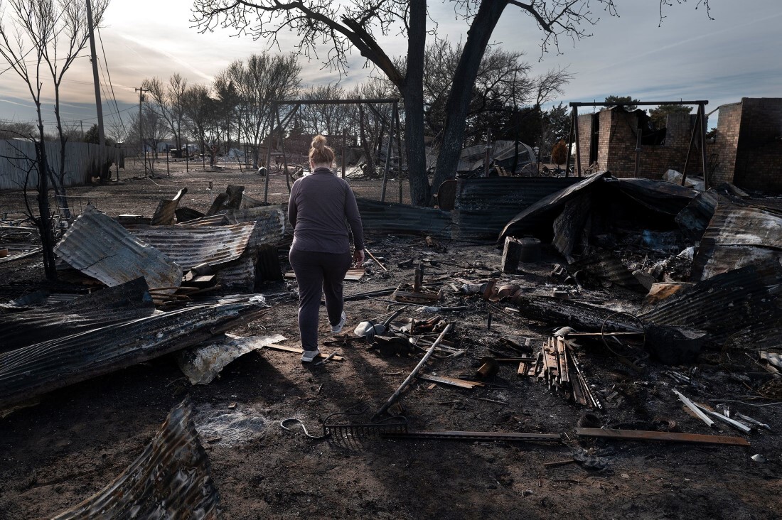 スモークハウスクリーク火災により全焼した家屋=3日、米テキサス州スティネット近郊/Scott Olson/Getty Images via CNN Newsource