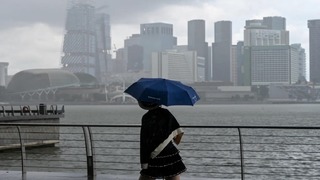 雨に煙るシンガポールの風景