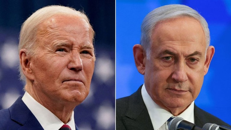 米国のバイデン大統領（左）とイスラエルのネタニヤフ首相/Reuters