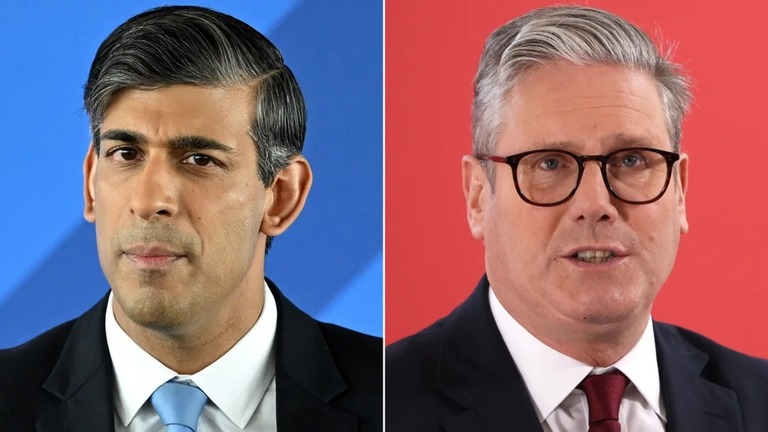 英国のスナク首相（左）と野党・労働党のスターマー党首（右）/Getty Images