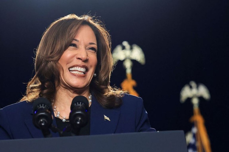 ハリス米副大統領が、大統領選の民主党候補指名を確実にしてから初めての演説を行った/Kevin Mohatt/Reuters