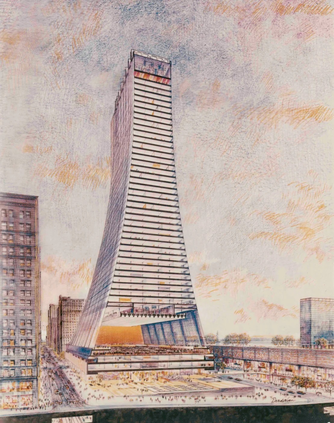 1963年に描かれたニューヨーク証券取引所のイメージ図/Pei Cobb Freed & Partners