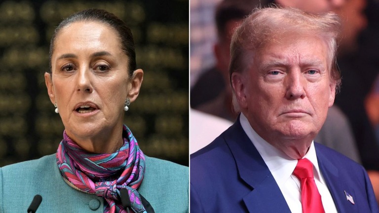 メキシコのシェインバウム大統領（左）とトランプ次期米大統領/Getty Images