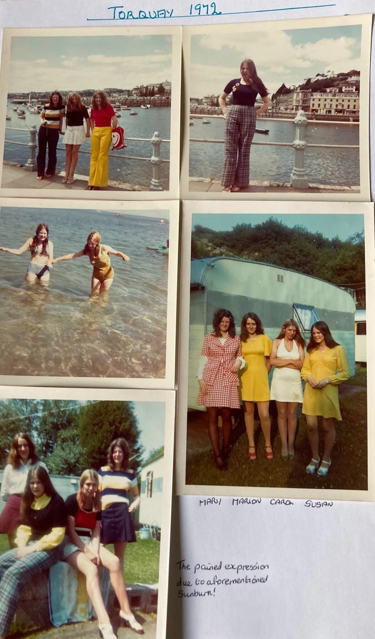 スーさんはスクラップブックや写真のアルバムを保管するのが趣味だ。写真は1972年のトーキー旅行を記録したスクラップブックの1ページ/Courtesy Sue Morris