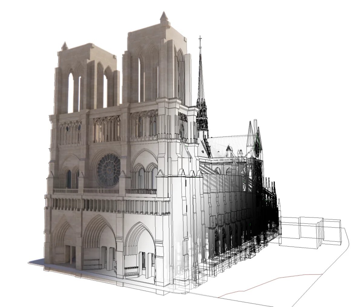 2019年の火災後の3Dモデルの作成には、レーザーやドローンが使われた/Courtesy of The Public Establishment