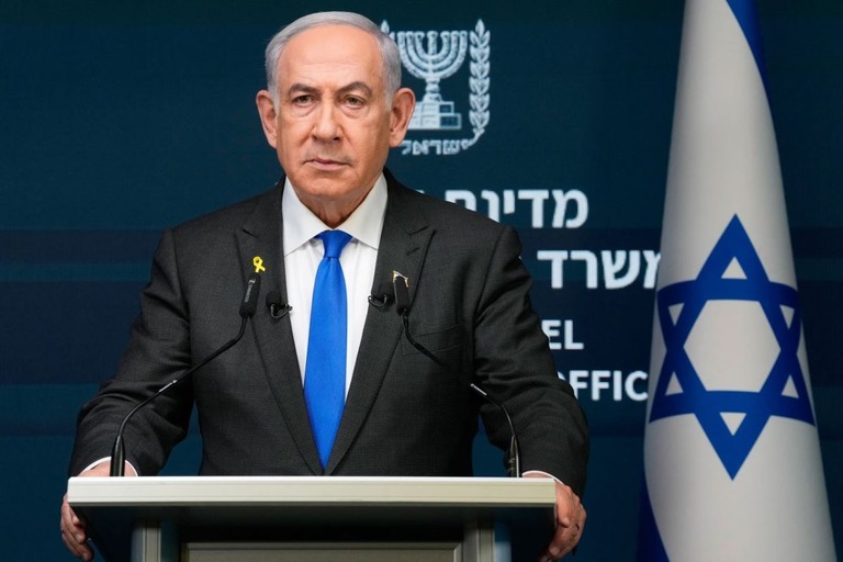 記者会見に臨むイスラエルのネタニヤフ首相＝２０２４年９月、イスラエル・エルサレム/Ohad Zwigenberg/Pool/AFP/Getty Images/File