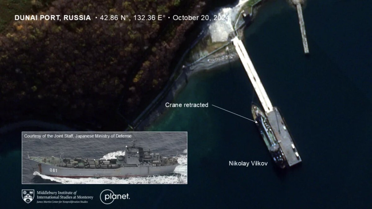 10月20日までにはクレーンは揚陸艦から離れており、北朝鮮兵の移送が完了した可能性が高い/James Martin Center for Nonproliferation Studies/Planet Labs PBC
