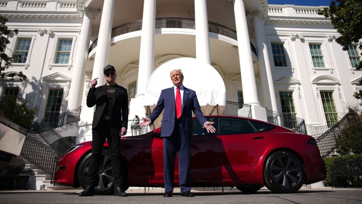 イーロン・マスク氏(左)とトランプ米大統領=11日、米ワシントンDCのホワイトハウス南庭/Andrew Harnik/Getty Images