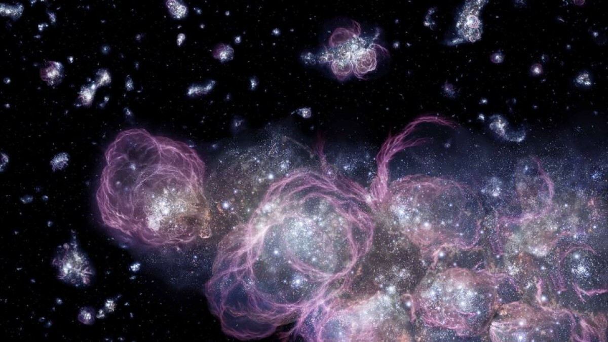 宇宙が誕生して10億年も経っていないころの様子を描いたイメージ図/NASA/ESA/A. Schaller for STScI