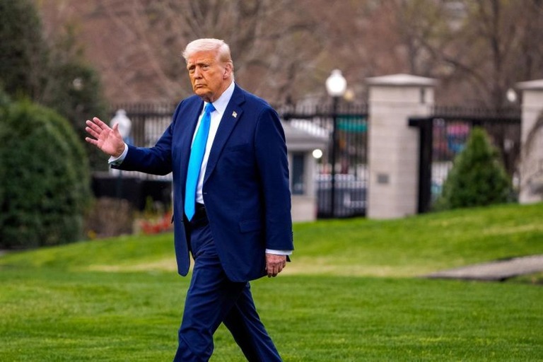 米国のトランプ大統領。４月２日は「解放の日」となると宣言している/Andrew Harnik/Getty Images