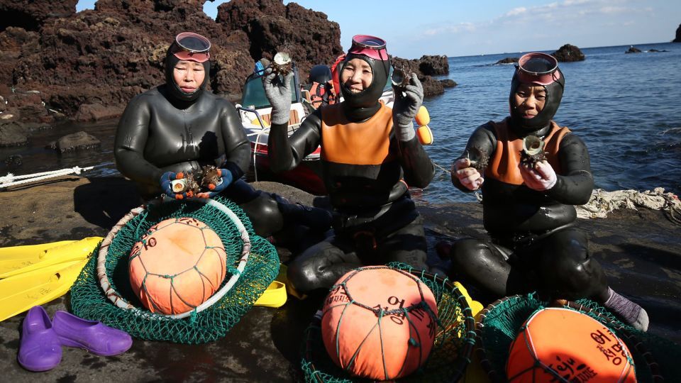 済州島の海女の平均年齢は70歳前後。訓練を積んで海女になりたいと考える若い女性は少ない/Xinhua/Shutterstock