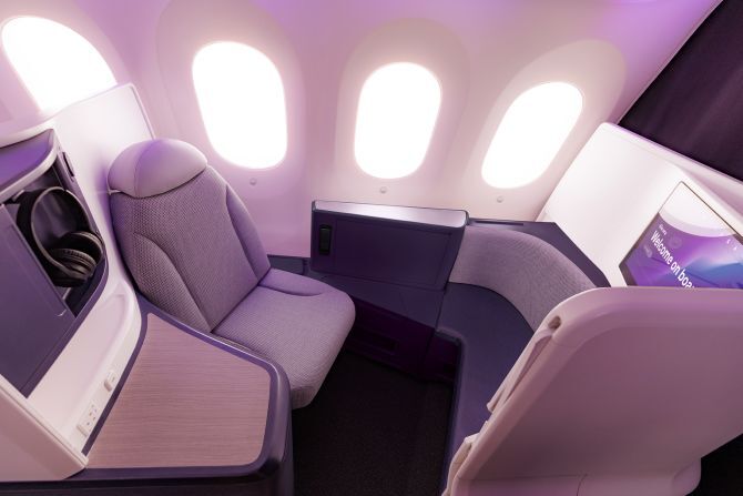 「ビジネス・プレミア・ラックス」。最高の座席は、ビジネス・プレミアの最前列にあるこの４席だ/Air New Zealand