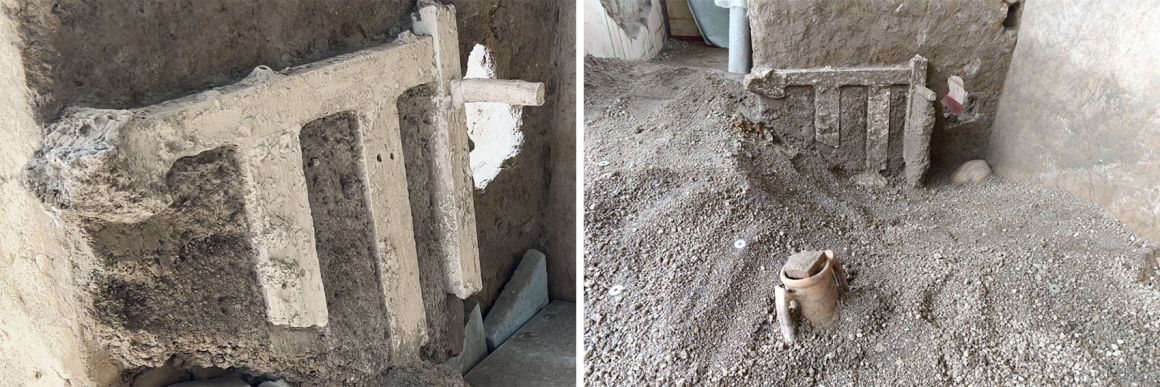 住民が扉に押し付けた寝具の型を石膏（せっこう）で採取した/Archaeological Park of Pompeii