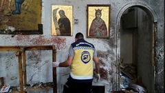 シリアの教会で自爆テロ　２０人死亡、５２人負傷