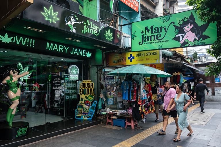 バンコクの大麻販売店＝５月２３日/Chanakarn Laosarakham/AFP/Getty Images