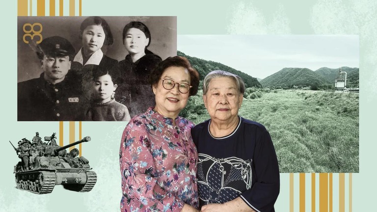 ７５年前に北朝鮮に拉致された兄に会いたいと願うミン・ヨンジェさん（左）とミン・ジョンジャさん/Photo illustration by CNN/Getty Images