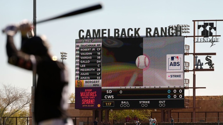 大リーグ（ＭＬＢ）のオールスター戦で自動ボール・ストライク判定（ＡＢＳ）システが導入される/Carolyn Kaster/AP