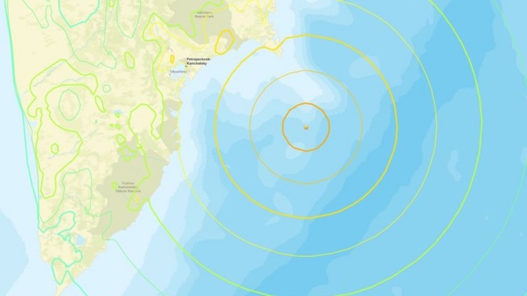 ロシア東部カムチャツカ半島沖を震源とするマグニチュード（Ｍ）８．８の地震が発生した/United States Geological Survey