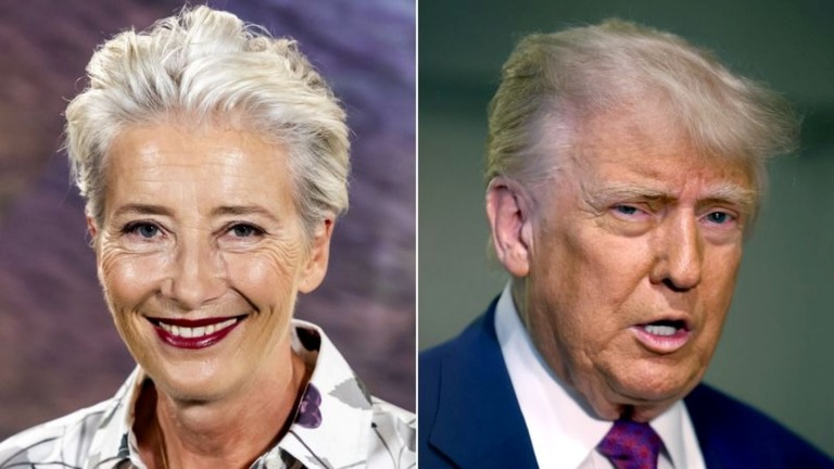 英俳優エマ・トンプソンさんとトランプ米大統領/Getty Images/Shutterstock